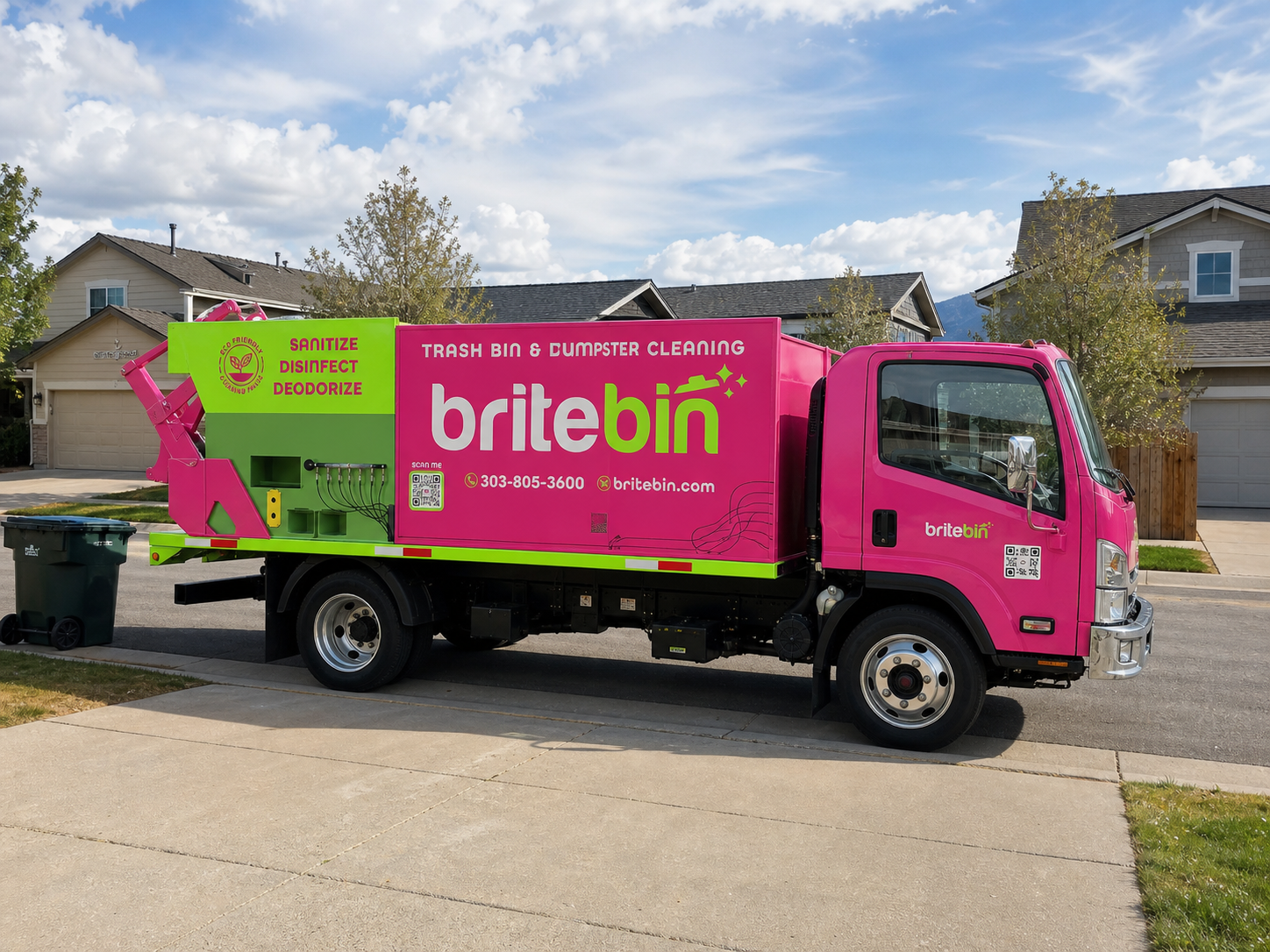 Britebin bin cleaning truck on route