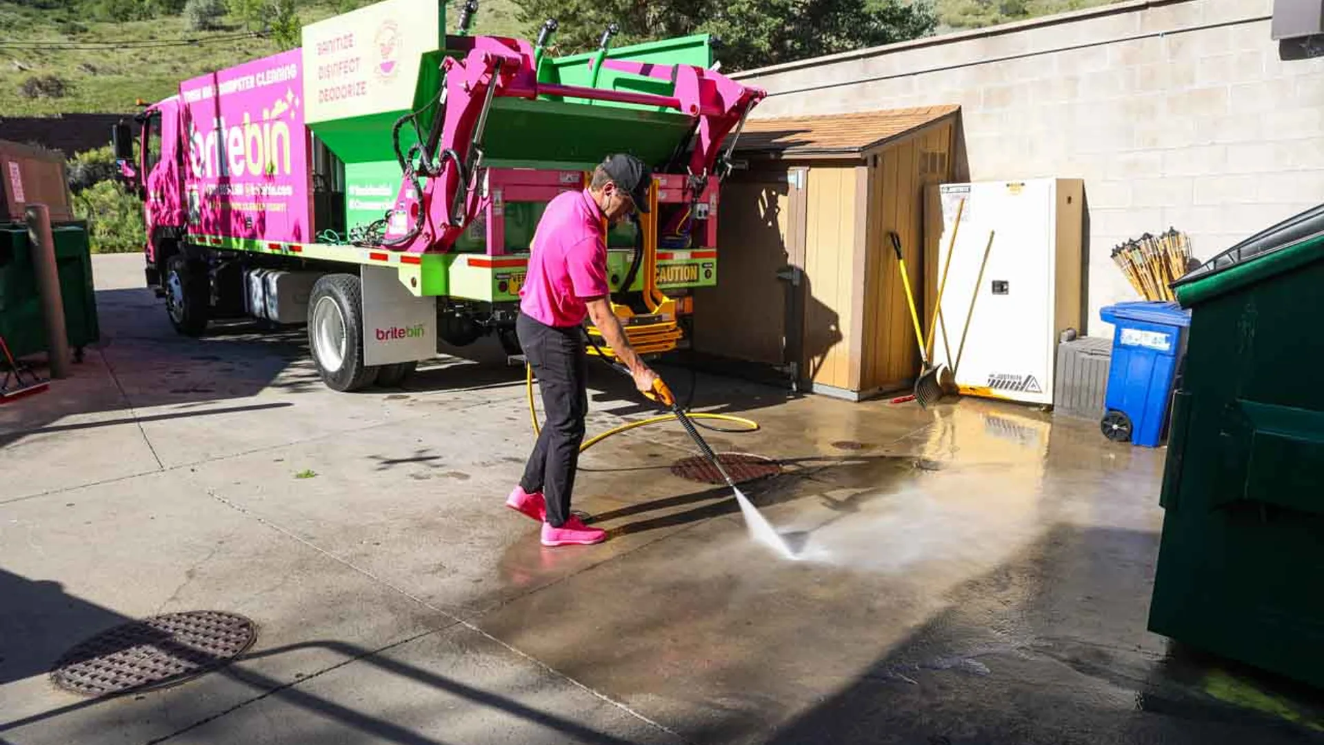 Commercial dumpster pad and walkway pressure washing by Britebin